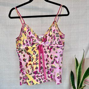 Vintage Babydoll Lace Trim Cami Diane von Furstenberg Silk Ladylike Femi…